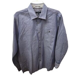 Ted Baker London Mens Blue Textured Flip Cuff Dress Shirt Size 5 US XL Button Up
